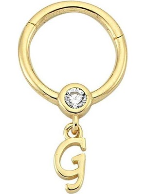Taşlı G Harfi Sallantılı Helix Piercing