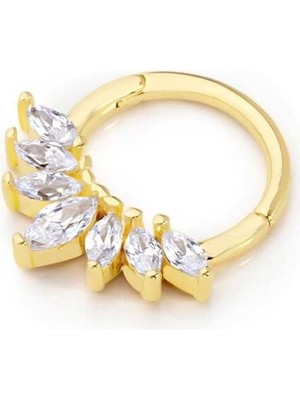 Beyaz Sıra Taşlı Helix Piercing 8mm