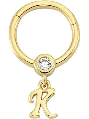 Taşlı K Harfi Sallantılı Helix Piercing