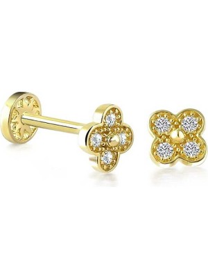 Dört Kenarlı Taşlı Tragus Piercing