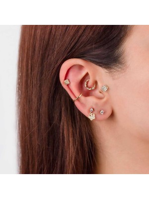 Üç Taş Motifli Helix Piercing