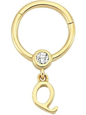 Taşlı Q Harfi Sallantılı Helix Piercing