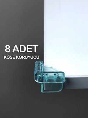 8 Adet Bebek Çocuk Masa Kenar Köşe Koruyucu Pvc Köşe Koruma