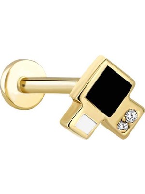 Black & White Kare Tragus Piercing