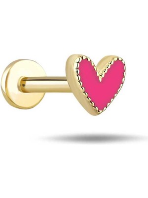 Pembe Mineli Small Kalp Tragus Piercing