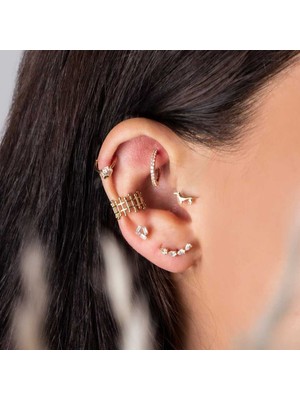 Üçgen Baget Taşlı Tragus Piercing