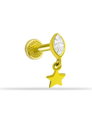 Markis Taşlı Yıldız Sallantılı Minimal Tragus Piercing