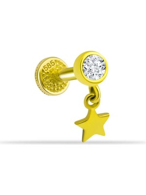 Taşlı Yıldız Sallantılı Minimal Tragus Piercing