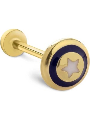 Star Lacivert Mineli Tragus Piercing