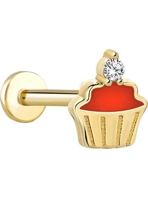 Kırmızı Cup Kek Tragus Piercing