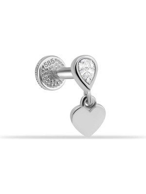 Damla Taşlı Kalp Sallantılı Minimal Tragus Piercing