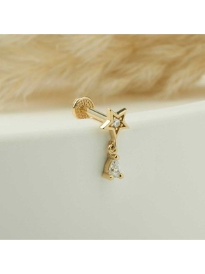 Yıldız Taş Sallantılı Minimal Tragus Piercing