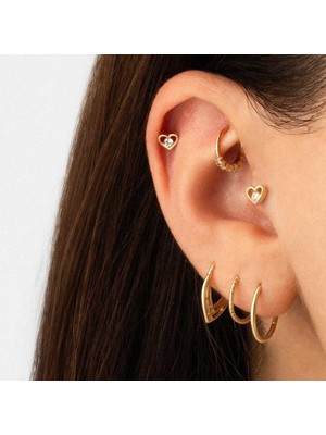 Ortası Taşlı Kalp Tragus Piercing