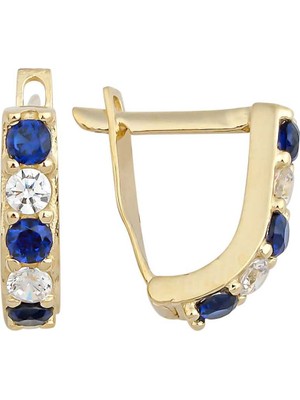 Mavi ve Beyaz Taş Çocuk Küpesi