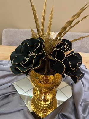 Gold Vazo Eva Aranjman(3 Adet)(AYNA DAHİL DEĞİLDİR.)