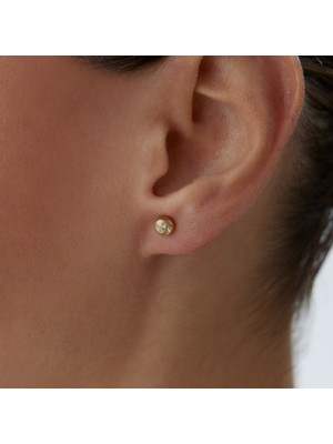 Medium  Yan Çizgili Top Küpe