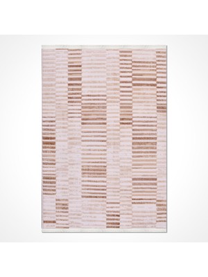 Bej Modern Etnik Desenli Akrilik Hav Vermeyen Leke Tutmayan Kolay Temizlenen Yumuşak Makine Salon Yolluk Mutfak Halı