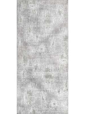 Bespoky 80x150 cm Gri Lotus Modern Lüks Yıkanabilir Halı | Mutfak Balkon Yatak Odası Halısı | Leke Tutmayan Kaymaz | LOTUS-8557