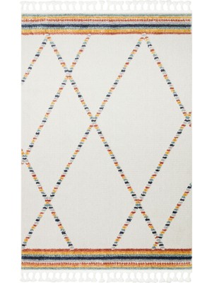 Bespoky 80x150 cm Ekru Terazzo Modern Yıkanabilir Halı | Mutfak Balkon Yatak Odası Halısı | Leke Tutmayan Kaymaz