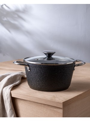 Madame Coco Noir Titanyum Derin Tencere - Siyah - 20 cm