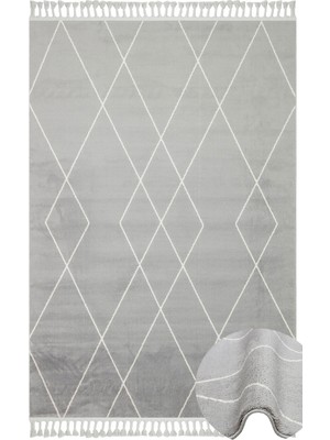 Bespoky 80x150 cm Gri Modern Halı | Yatak Odası Çocuk Odası Halı | Yıkanabilir Kaymaz Leke Tutmayan | URBAN-2 GREY WHİTE