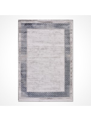  Çerçeveli Gri Akrilik Dikdörtgen Modern Desenli Akrilik Hav Vermeyen Leke Tutmayan Kolay Temizlenen Yumuşak Makine Salon Yolluk Mutfak Halı