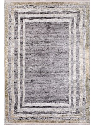 Bespoky 80x150 cm Altın Antrasit Geometrik ve Soyut Modern Yıkanabilir Halı | Yatak Odası Mutfak Halısı | Leke Tutmayan, Kaymaz | HALN-HLN1194
