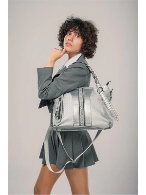 Jaxe Gri Cilt Omuz Çantası