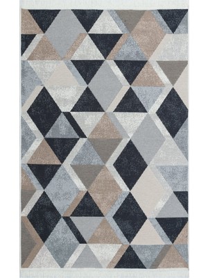 Bespoky 80x150 cm Siyah Arya Modern Yıkanabilir Halı | Mutfak Balkon Yatak Odası Halısı | Leke Tutmayan Kaymaz