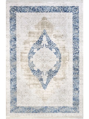 Bebe Klasik Mavi Akrilik Dikdörtgen Modern Desenli Akrilik Hav Vermeyen Leke Tutmayan Kolay Temizlenen Yumuşak Makine Salon Yolluk Mutfak Halı