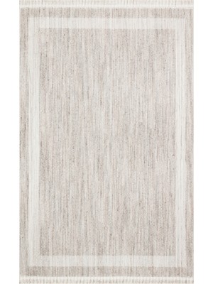 Bespoky 80x150 cm Gri Bej Çizgili Modern Sade Yıkanabilir Halı | Yatak Odası Mutfak Halısı | Leke Tutmayan, Kaymaz | LEKE TUTMAYAN KAYMAZ