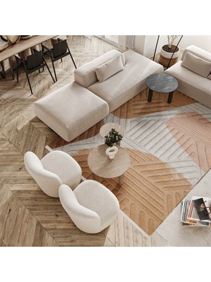 Bespoky 80x150 cm Bej Norwegian Modern Etnik Yıkanabilir Halı | Mutfak Balkon Yatak Odası Halısı | Leke Tutmayan Kaymaz | F_NORWEGİAN-3005
