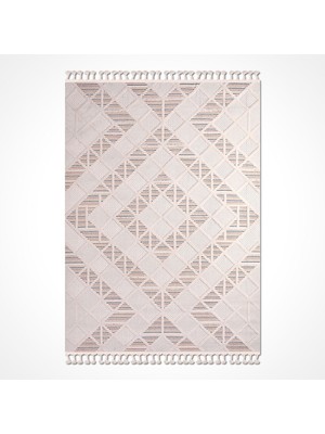 Obsidian Krem Geometrik Etnik Modern Desenli Hav Vermeyen Leke Tutmayan Kolay Temizlenen Yumuşak Makine Salon Yolluk Mutfak Halı