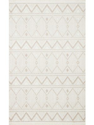 Clarence Beyaz Modern Etnik Desenli Hav Vermeyen Leke Tutmayan Kolay Temizlenen Yumuşak Makine Salon Yolluk Mutfak Halı