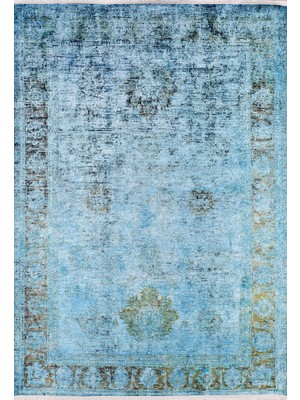 Bespoky 80x150 cm Turkuaz Modern Etnik Yıkanabilir Halı | Mutfak Balkon Yatak Odası Halısı | Leke Tutmayan Kaymaz | HALN-HLN162