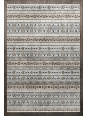 Bespoky 80x150 cm Bej Scandinavian İskandinav Modern Etnik Yıkanabilir Halı | Mutfak Balkon Yatak Odası Halısı | Leke Tutmayan Kaymaz | F_SCANDİNAVİAN-8025