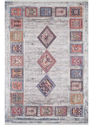 Bespoky 80x150 cm Mavi Modern Etnik Halı | Yatak Odası Çocuk Odası Halı | Yıkanabilir Kaymaz Leke Tutmayan | HALN-HLN1559