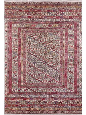 Bespoky 80x150 cm Kırmızı Modern Etnik Yıkanabilir Halı | Mutfak Balkon Yatak Odası Halısı | Leke Tutmayan Kaymaz | HALN-HLN043