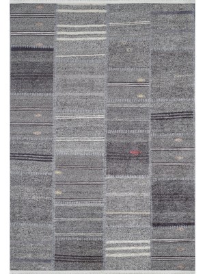 Bespoky 80x150 cm Antrasit Modern Etnik Yıkanabilir Halı | Mutfak Balkon Yatak Odası Halısı | Leke Tutmayan Kaymaz | HALN-HLN1621