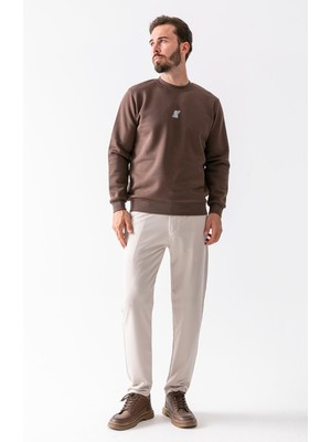 Erkek Beli Lastikli Bağlama Detaylı %100 Pamuklu Jogger Pantolon Açık Gri - 25088