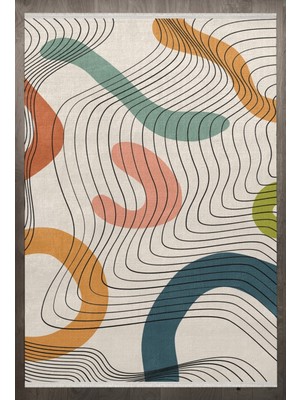 Bespoky 80x150 cm Çok Renkli Yıkanabilir Halı | Yatak Odası Mutfak Halısı | Leke Tutmayan, Kaymaz | F_MEDİTERRANEAN-115