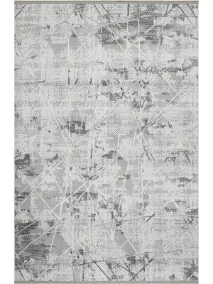 Bespoky 80x150 cm Gri Grey Modern Lüks Yıkanabilir Halı | Mutfak Balkon Yatak Odası Halısı | Hav Vermez Leke Tutmaz Kaymaz | 1093-GREY