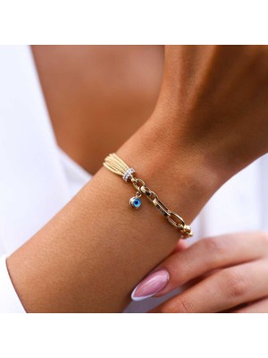 Gözlü Oval Ataçlı Bileklik