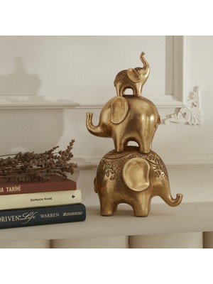 Karaca Home Elephant Biblo Gold 18X10,5X30,3 cm
