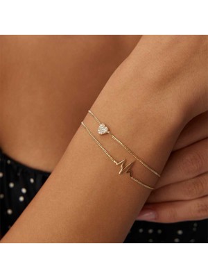 Taşlı Kalp Ritimli Bileklik