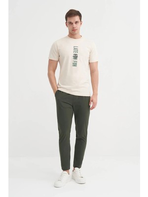 Cazador Slim Fit Bisiklet Yaka Pamuklu Baskılı Tişört