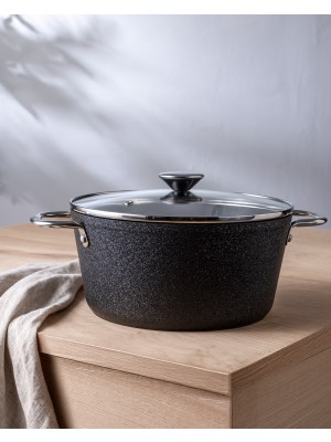Madame Coco Noir Titanium Derin Tencere - Siyah - 24 cm