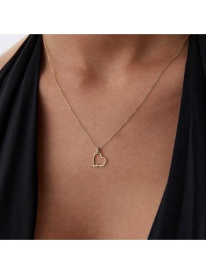 Taşlı Kilit Kalp Kolye