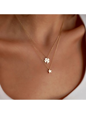 Yoncalı Yıldızlı Ikili Kolye