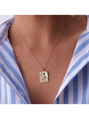 Mavi Taşlı Antik Kolye